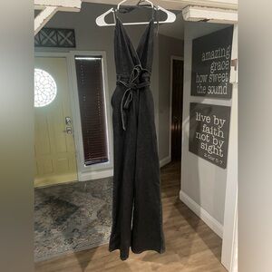 Blue Blush Black Denim Jumpsuit